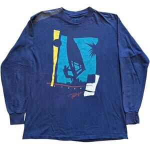 Vintage 80s Ocean Pacific 1985 Long Sleeve Shirt Size L Surf Beach Distressed